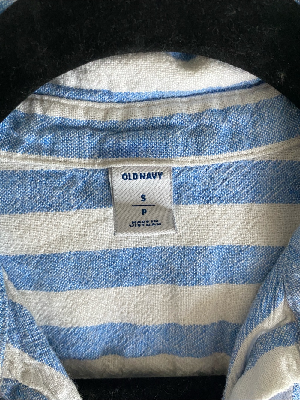 Old Navy Blue & White Vertical Stripe Midi Shirt Dress - Picture 3 of 7